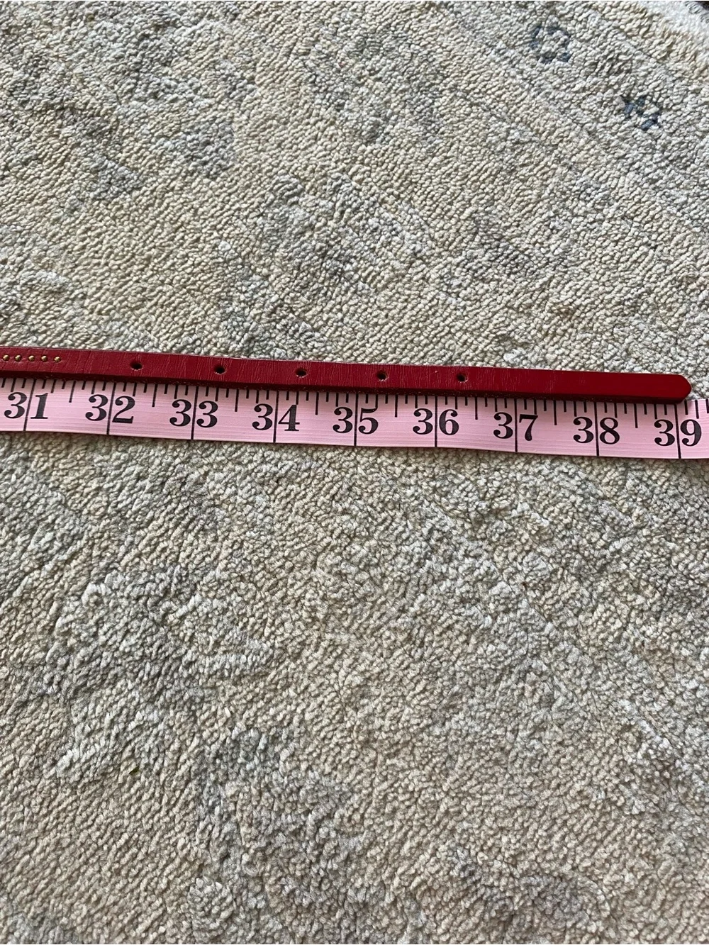 J. Crew Red Studded Leather Skinny Belt Small Gold Hardware - Picture 8 of 8